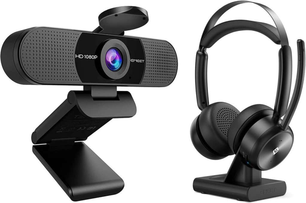 1080P Webcam with Microphone, eMeet C960 Web Camera, 2 Mics Streaming Webcam with Privacy Cover, 90°View Computer Camera, PlugPlay USB Webcam for Calls/Conference, Zoom/Skype/YouTube, Laptop/Desktop