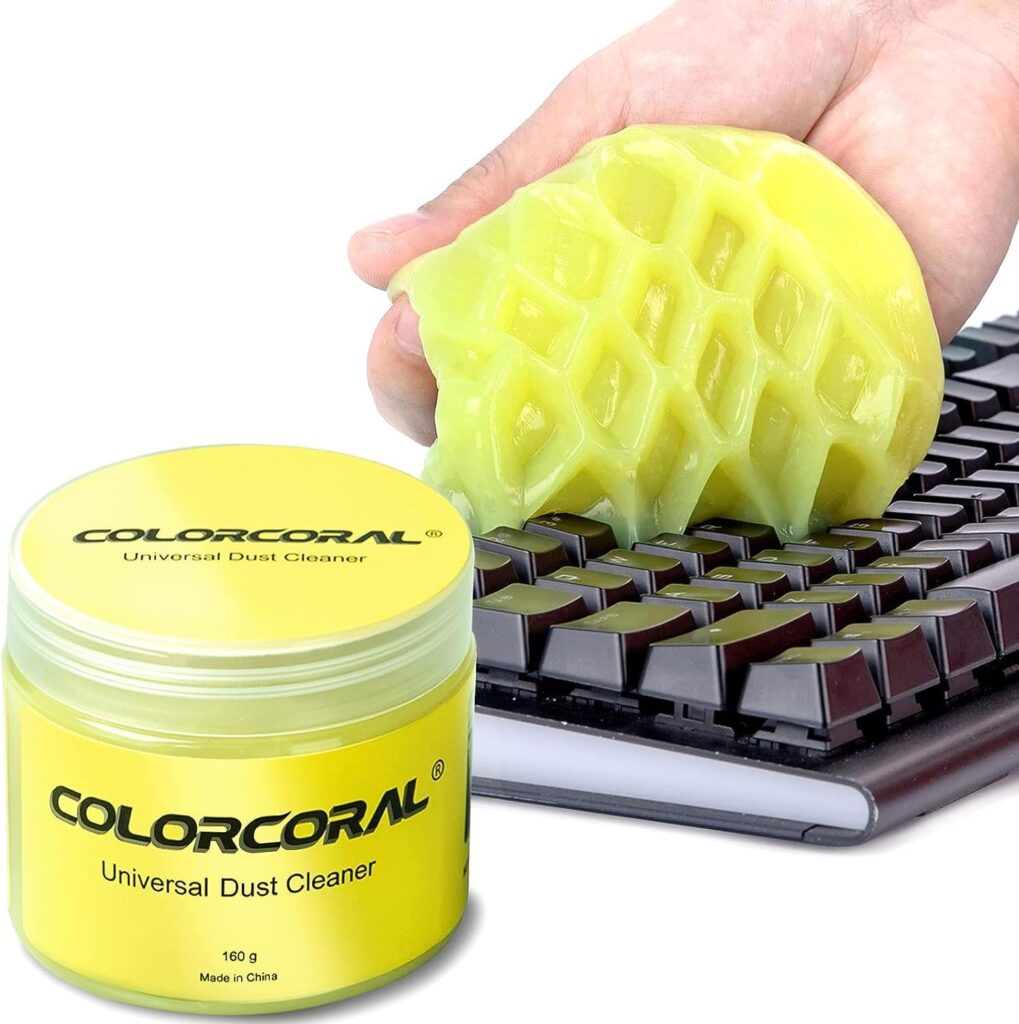 COLORCORAL No Rinse Cleaning Gel Universal Dust Cleaner for PC Keyboard Cleaning Car Detailing Laptop Dusting Home and Office Electronics Cleaning Kit Computer Dust Remover from 160G, Yellow