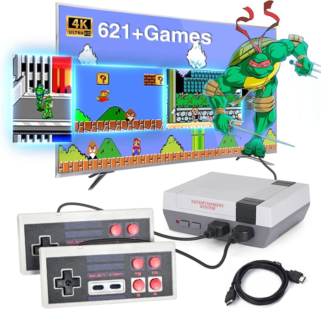 Mihiliring Retro Game Console with 621 Built-in Old Games, 2 Controllers, 4K HD HDMI Output, 8-Bit Plug and Play Classic Mini Video Game System for Kids and Adults as Gift (621(HDMI Input))