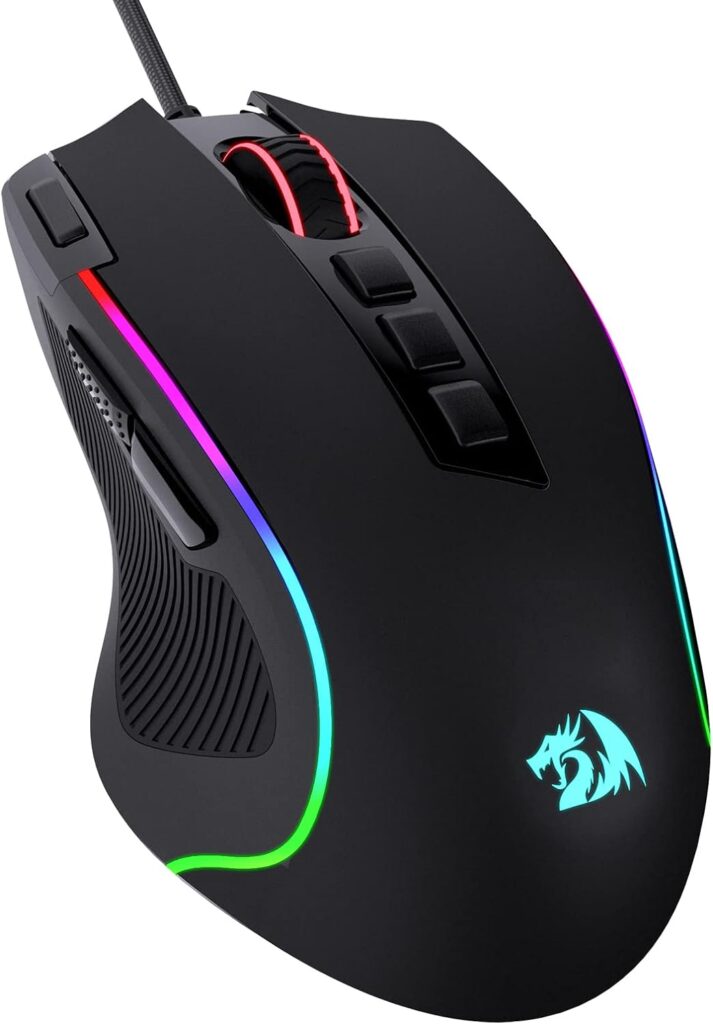 Redragon M612 Predator RGB Gaming Mouse, 8000 DPI Wired Optical Gamer Mouse with 11 Programmable Buttons 5 Backlit Modes, Software Supports DIY Keybinds Rapid Fire Button