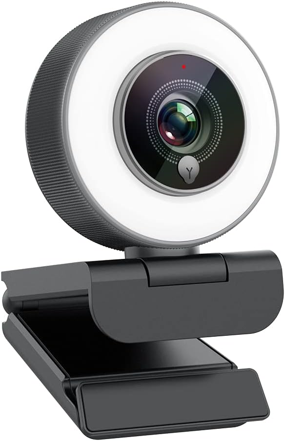 Angetube Streaming 1080P HD Webcam Built in Adjustable Ring Light and Mic. Advanced autofocus AF Web Camera for Google Meet Xbox Gamer Facebook YouTube Streamer