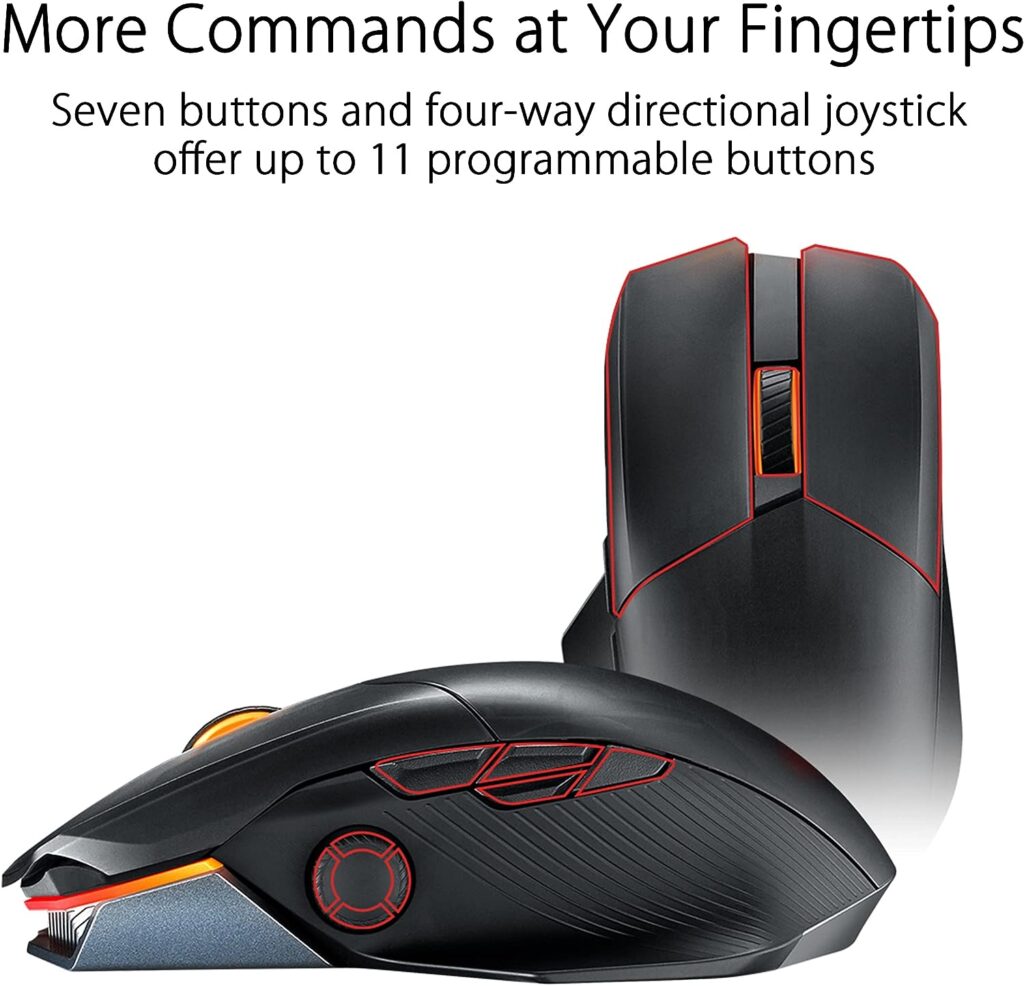 ASUS ROG Spatha X Wireless Gaming Mouse (Magnetic Charging Stand, 12 Programmable Buttons, 19,000 DPI, Push-fit Hot Swap Switch Sockets, ROG Micro SwitchesParacord and Aura RGB lighting),Black