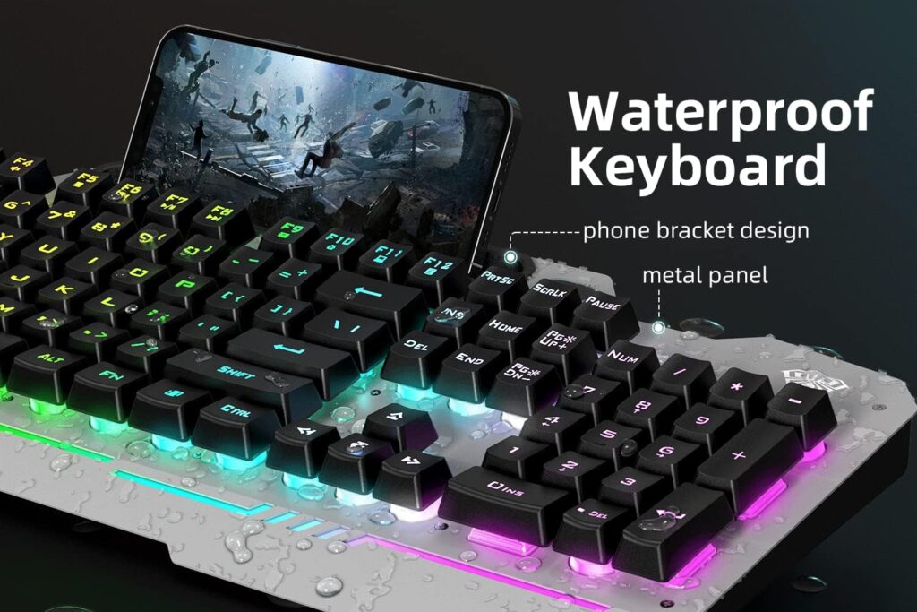 AULA Gaming Keyboard, 104 Keys Gaming Keyboard and Mouse Combo with RGB Backlit, All-Metal Panel, Anti-Ghosting, PC Gaming Keyboard and Mouse, Wired Gaming Keyboard Combo for MAC Windows PC Gamers