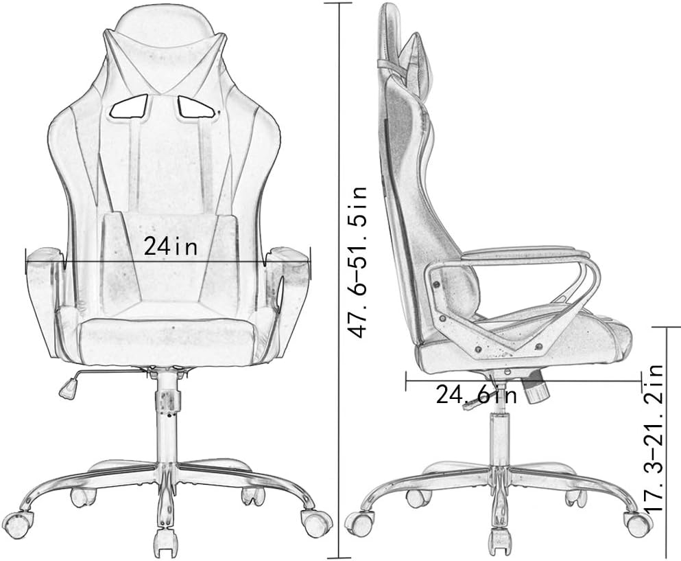 BestOffice High-Back Gaming Chair PC Office Chair Computer Racing Chair PU Desk Task Chair Ergonomic Executive Swivel Rolling Chair with Lumbar Support for Back Pain Women, Men (White)