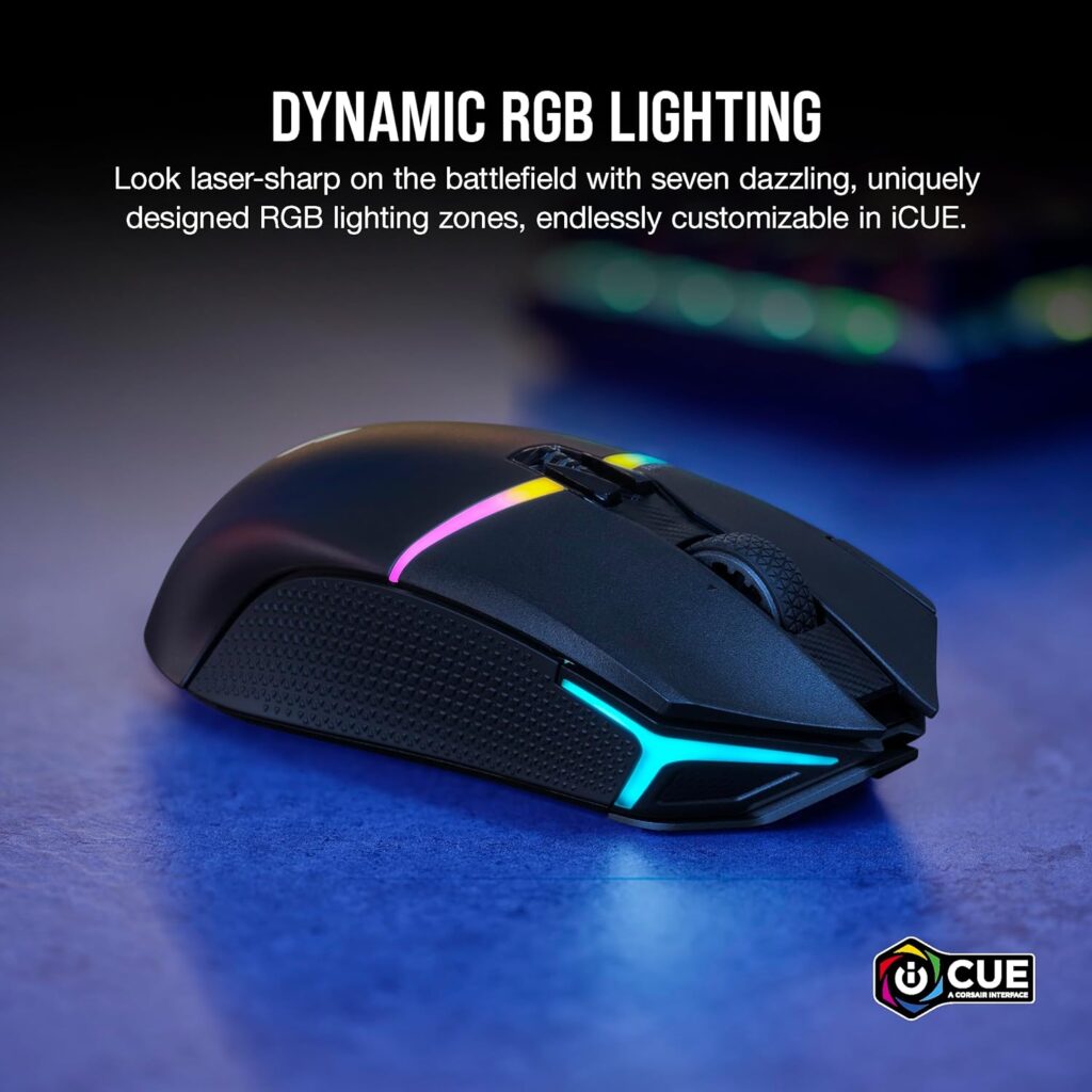 Corsair Nightsword RGB - Comfort Performance Tunable FPS/MOBA Optical Ergonomic Gaming Mouse with Backlit RGB LED, 18000 DPI, Black