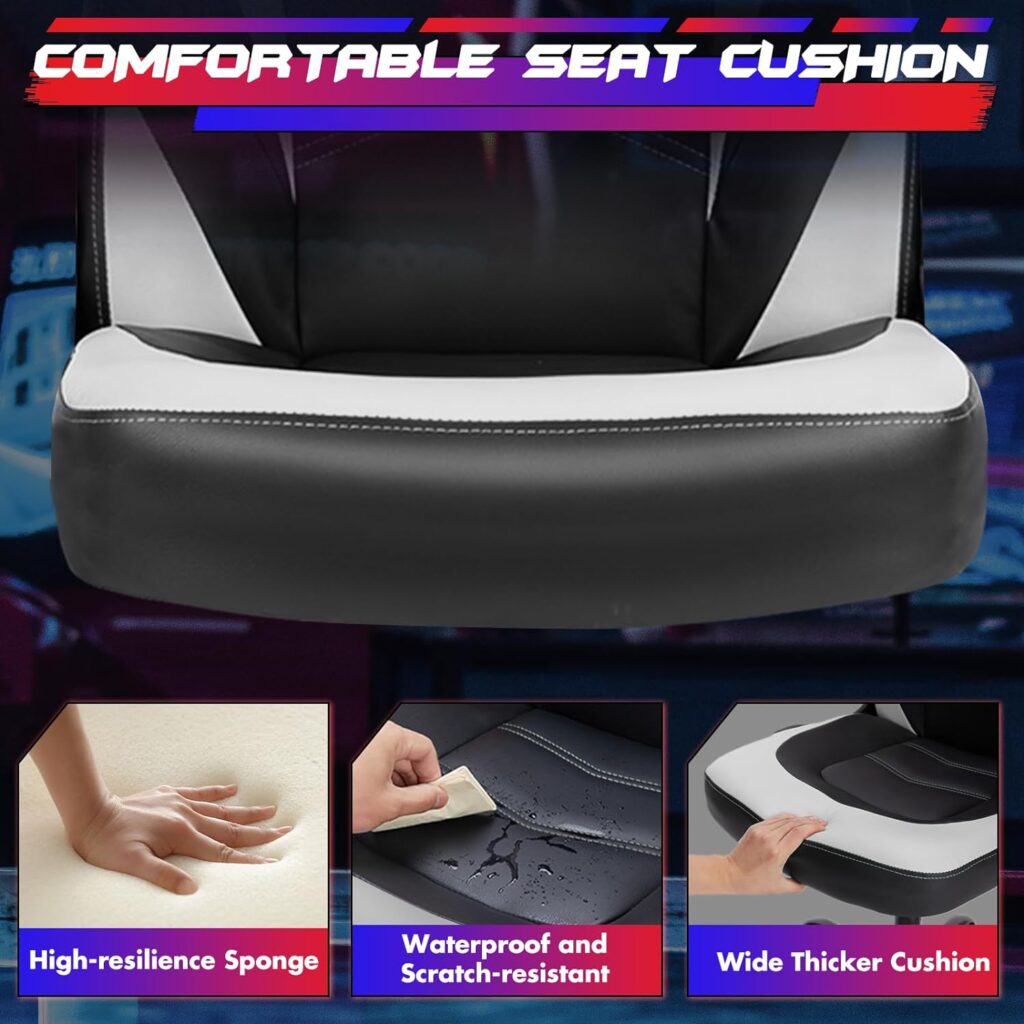 Gaming Chair - Computer Chair Ergonomic Office Chair PU Leather Desk Chair Executive Adjustable Swivel Task Chair with Flip-up Armrest