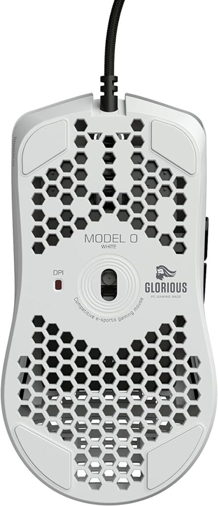 Glorious Gaming Mouse - Model O Minus 58 g Superlight Honeycomb Mouse, RGB Mouse - Matte White Mouse, USB Gaming Mouse