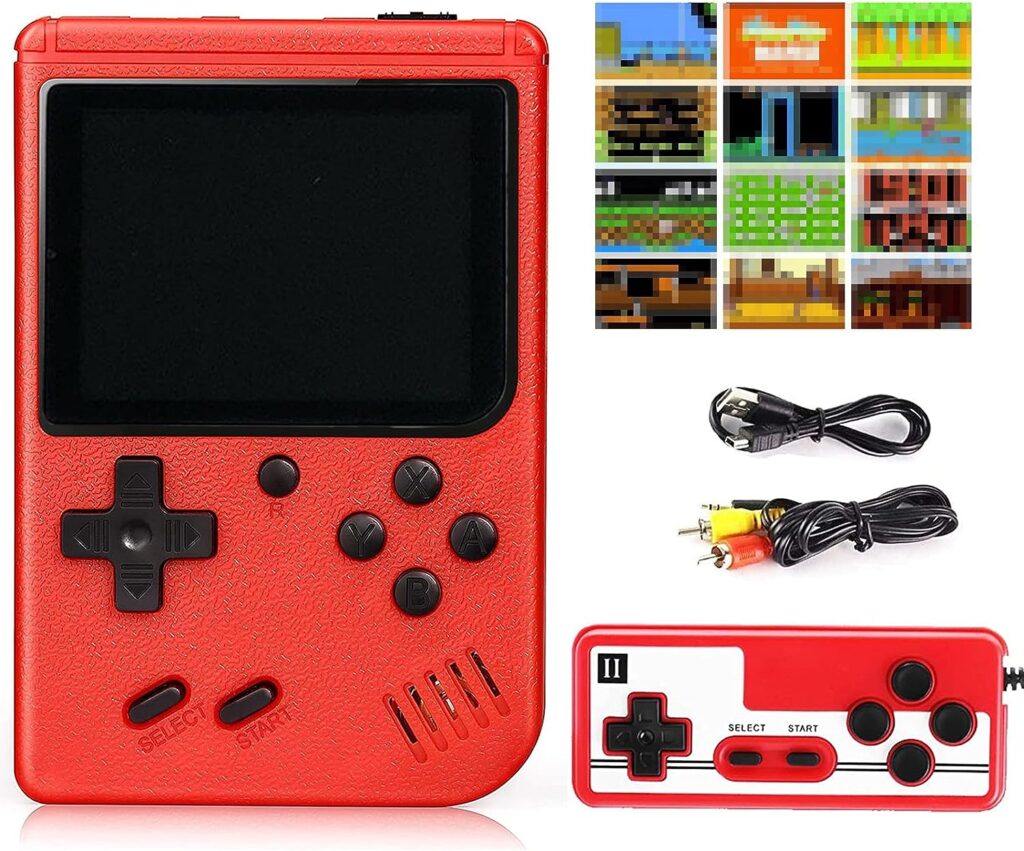 Handheld Game Console with 400 FC Games-Retro Game Console- Portable Video Game Console, Support for Connecting TV Two Players, 1020mAh Rechargeable Battery. (RED)