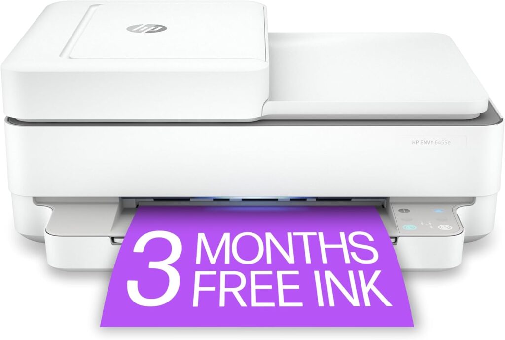 HP ENVY 6455e Wireless Color Inkjet Printer, Print, scan, copy, Easy setup, Mobile printing, Best for home, Instant Ink with HP+,white