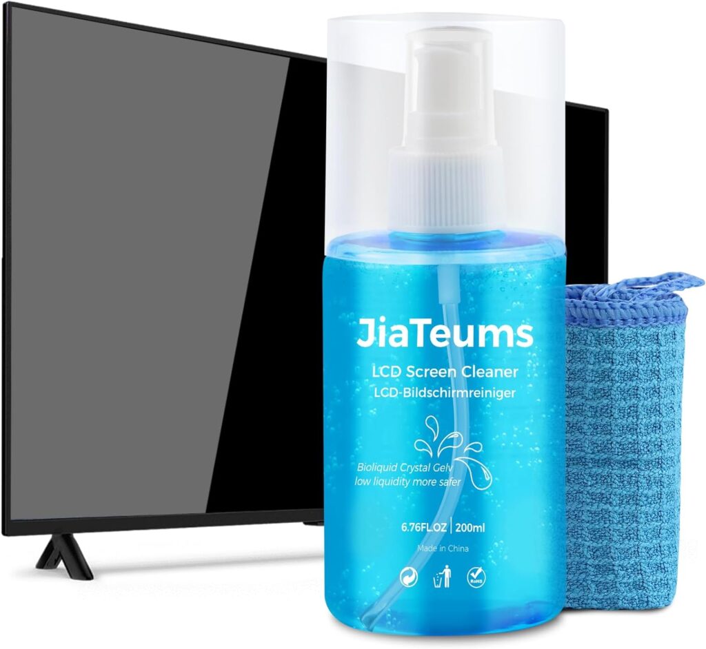 Jiateums Screen Cleaner Spray, Touchscreen Cleaning Spray with Wipe Cloth for LCD LED TV, CD DVD VCD Displays on Computer, Laptop Phone Electronic Screen,Monitor, Glasses (200ml/6.7oz)