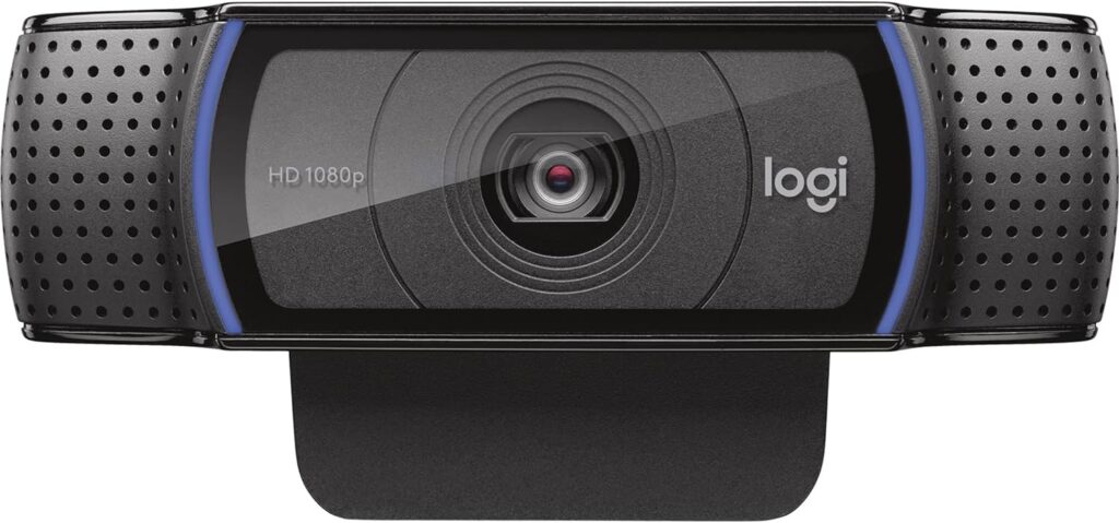 Logitech C920e HD 1080p Mic-Enabled Webcam, certified for Zoom, Microsoft Teams compatible, TAA Compliant + Litra Glow Premium LED Streaming Light with TrueSoft, adjustable monitor mount