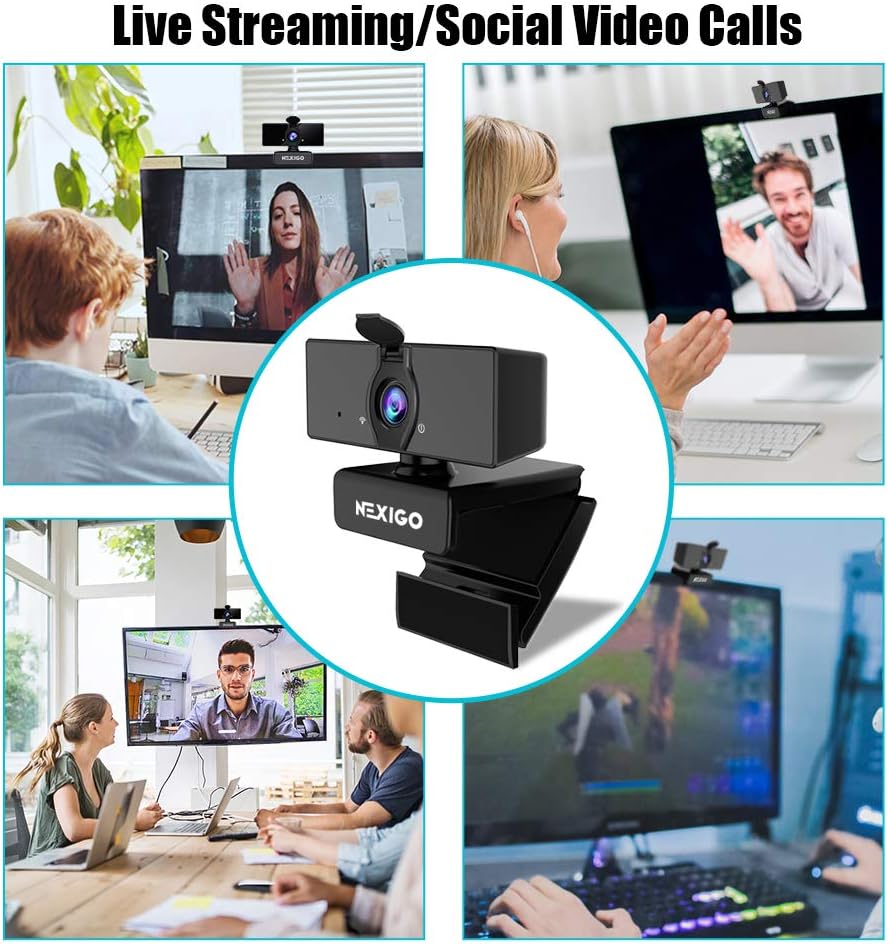 NexiGo N660 1080P Business Webcam, Dual Microphone Privacy Cover, USB FHD Web Computer Camera, Plug and Play, for Zoom/Skype/Teams/Webex, Laptop MAC PC Desktop