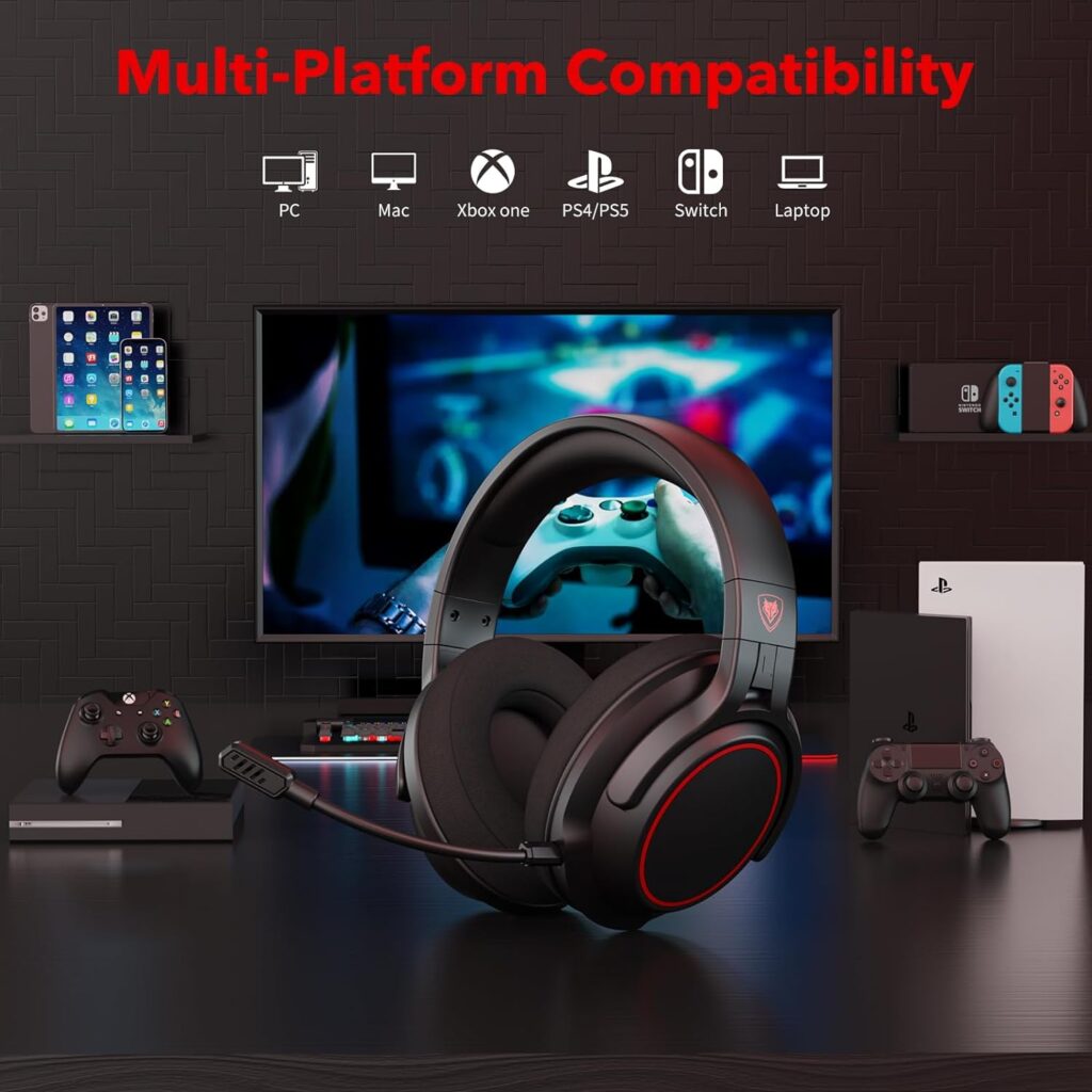 NUBWO N20 Gaming Headset with Mic - Compatible with PS5, Xbox One, Nintendo Switch Lite, PC, Laptop, and Mac, Over Ear Headphones with Noise Cancelling Microphone