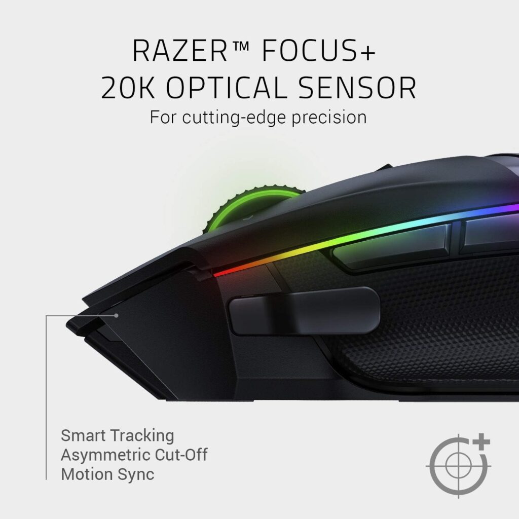 Razer Basilisk Ultimate HyperSpeed Wireless Gaming Mouse: Fastest Gaming Mouse Switch, 20K DPI Optical Sensor, Chroma RGB Lighting, 11 Programmable Buttons, 100 Hr Battery, Classic Black