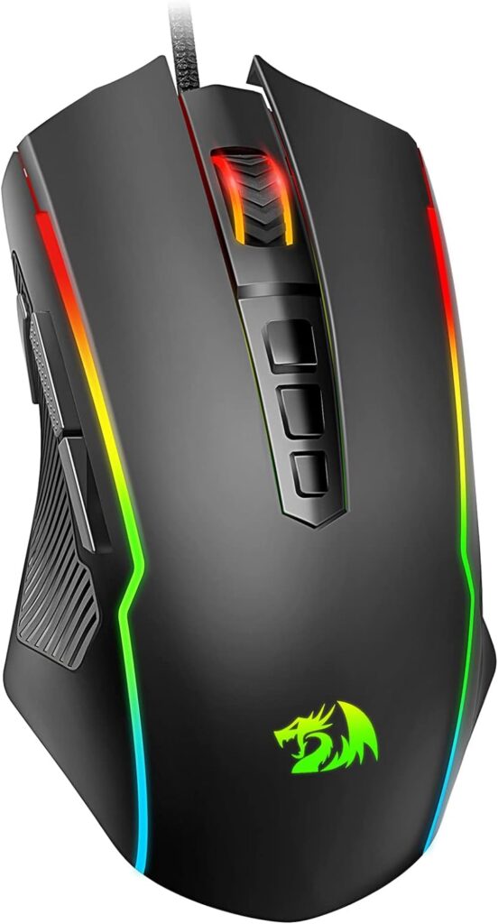 Redragon Gaming Mouse, Wired Gaming Mouse with RGB Backlit, 8000 DPI Adjustable, Mouse with 9 Programmable Macro Buttons Fire Button, Software Supports DIY Keybinds, M910-K