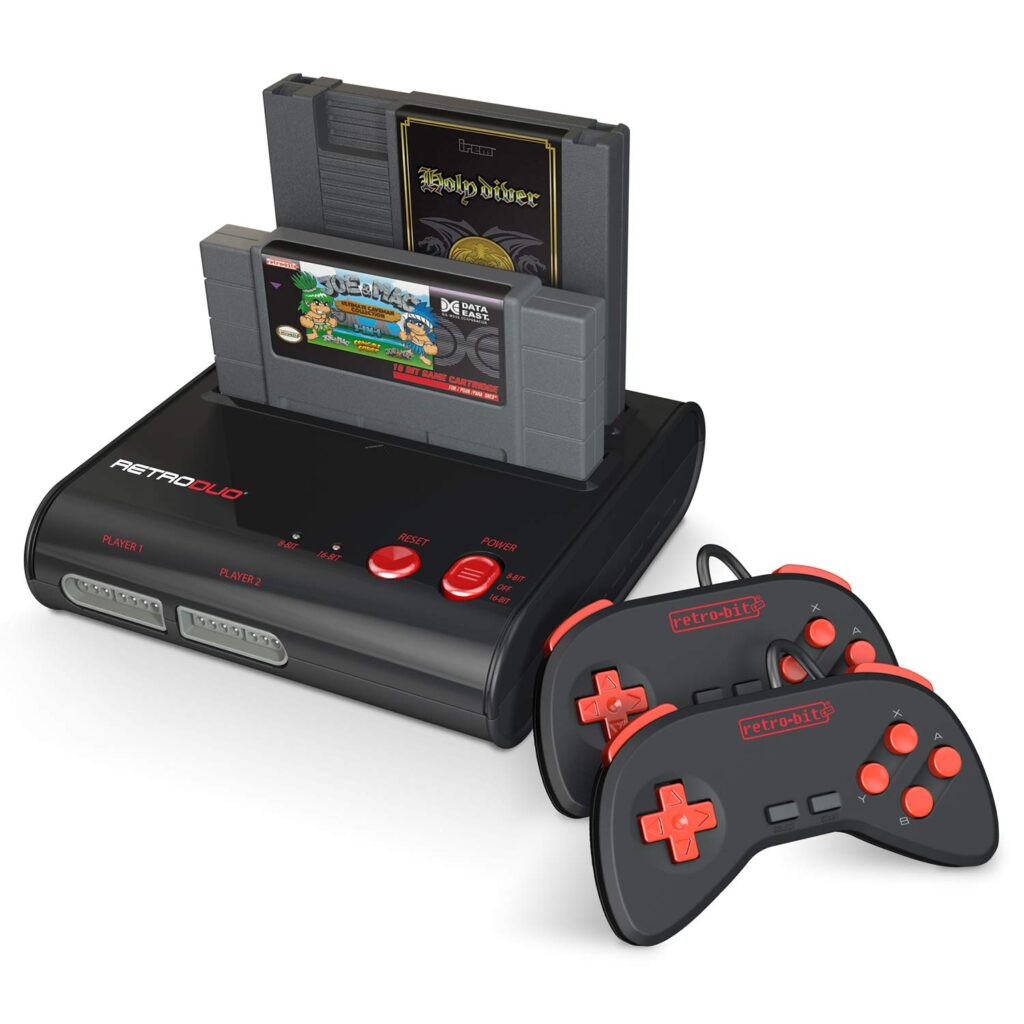 Retro-Bit Retro Duo 2 in 1 Console System - for Original NES/SNES, Super Nintendo Games - Black/Red