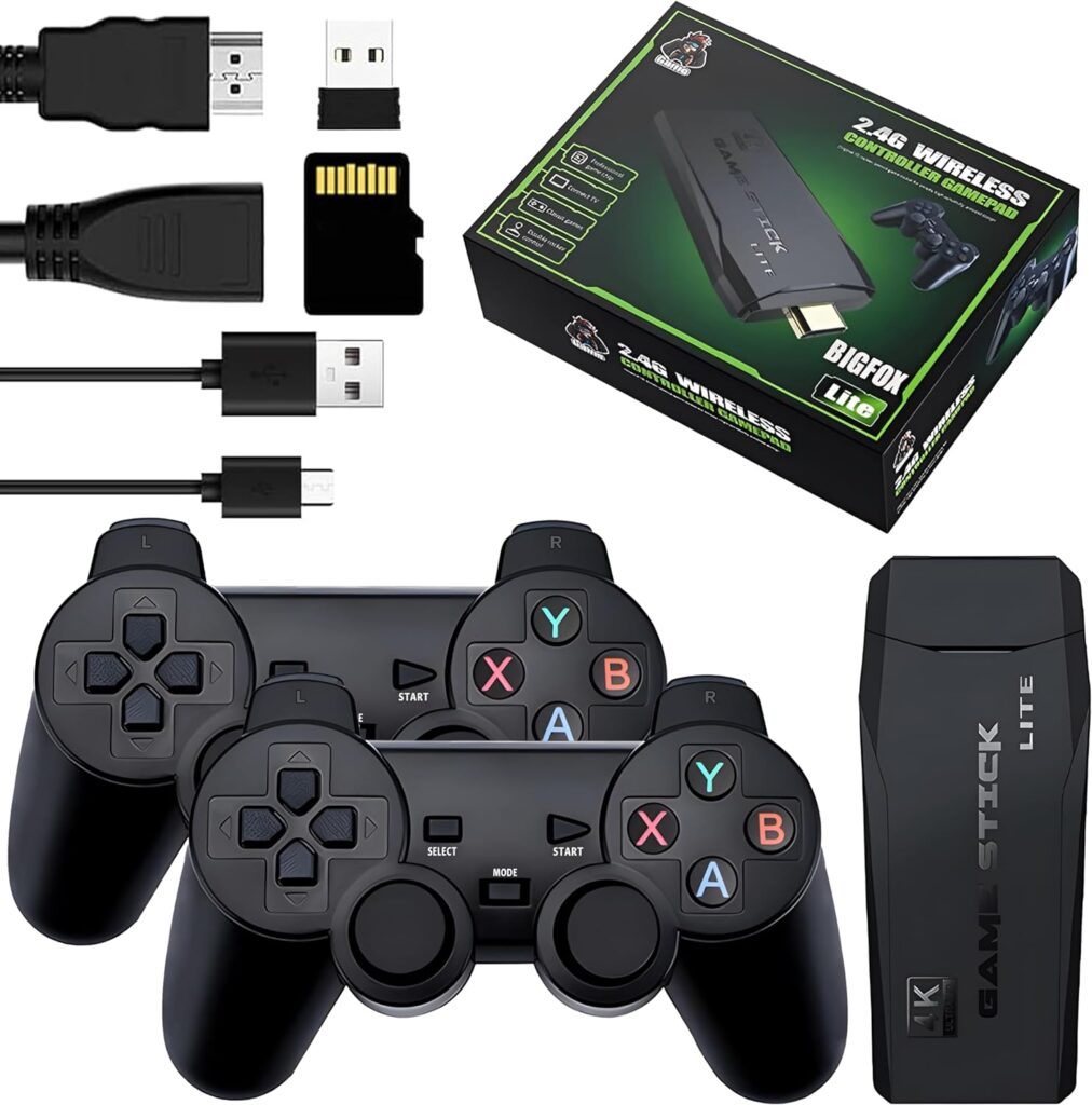 Retro Game Console - Retro Play Game Stick,Nostalgia Stick Game,9 Classic Emulators,4K HDMI Output,Plug and Play Video Game Stick Built in 20000+ Games with 2.4G Wireless Controllers(64G)