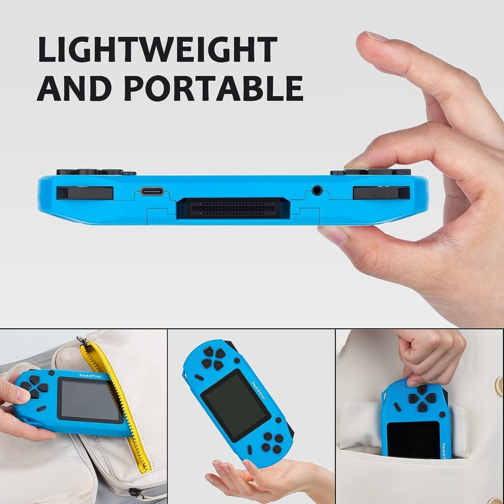 TaddToy 16 Bit Handheld Game Console for Kids Adults, 3.0 Large Screen Preloaded 200 Classic Portable Retro Video Handheld Games with Type-C Port Rechargeable Battery for Birthday Gift for Kids Blue