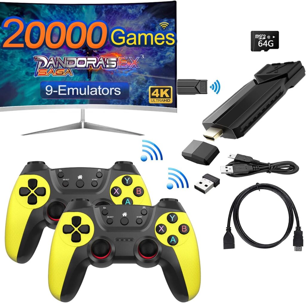 20000+ Games, Retro Game Console, Handheld Console, Plug and Play Video Game Stick, 9 emulators, 4K HDMI Output, Premium Dual Competitive Level Dual Controllers