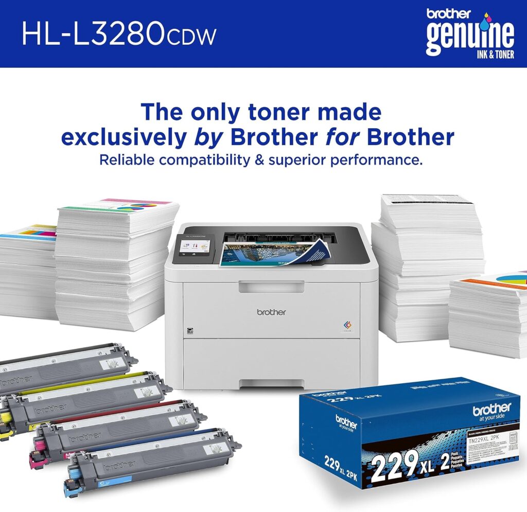 Brother HL-L3230CDW Compact Digital Color Printer Providing Laser Printer Quality Results with Wireless Printing and Duplex Printing, Amazon Dash Replenishment Enabled, White