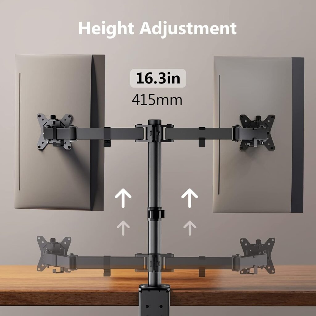 ErGear Dual Monitor Desk Mount, Fully Adjustable Dual Monitor Arm for 2 Computer Screens up to 32 inch, Heavy Duty Dual Monitor Stand for Desk, Holds up to 22 lbs per Arm, EGCM1