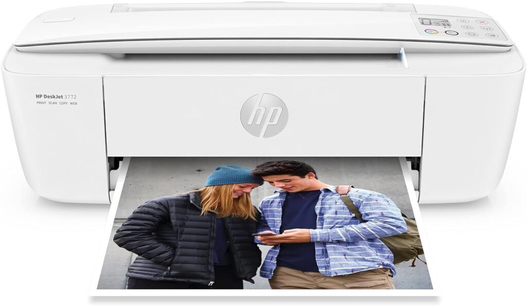 HP DeskJet 3772 All-in-One Color Inkjet Printer Scanner and Copy, Instant Ink Ready, Wireless Printers for Home and Office, Photo Print, Built-in WiFi, T8W88A (Renewed)