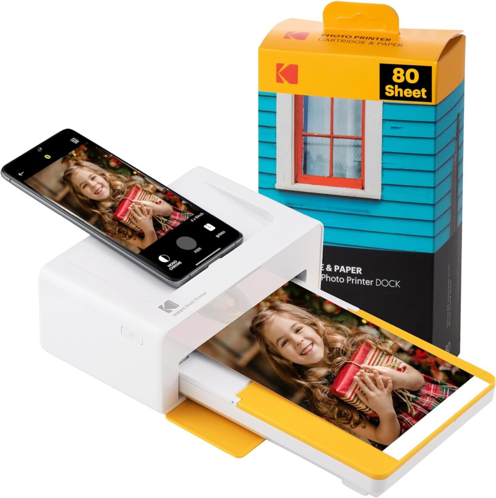 KODAK Dock Plus 4PASS Instant Photo Printer (4x6 inches) + 90 Sheets Bundle