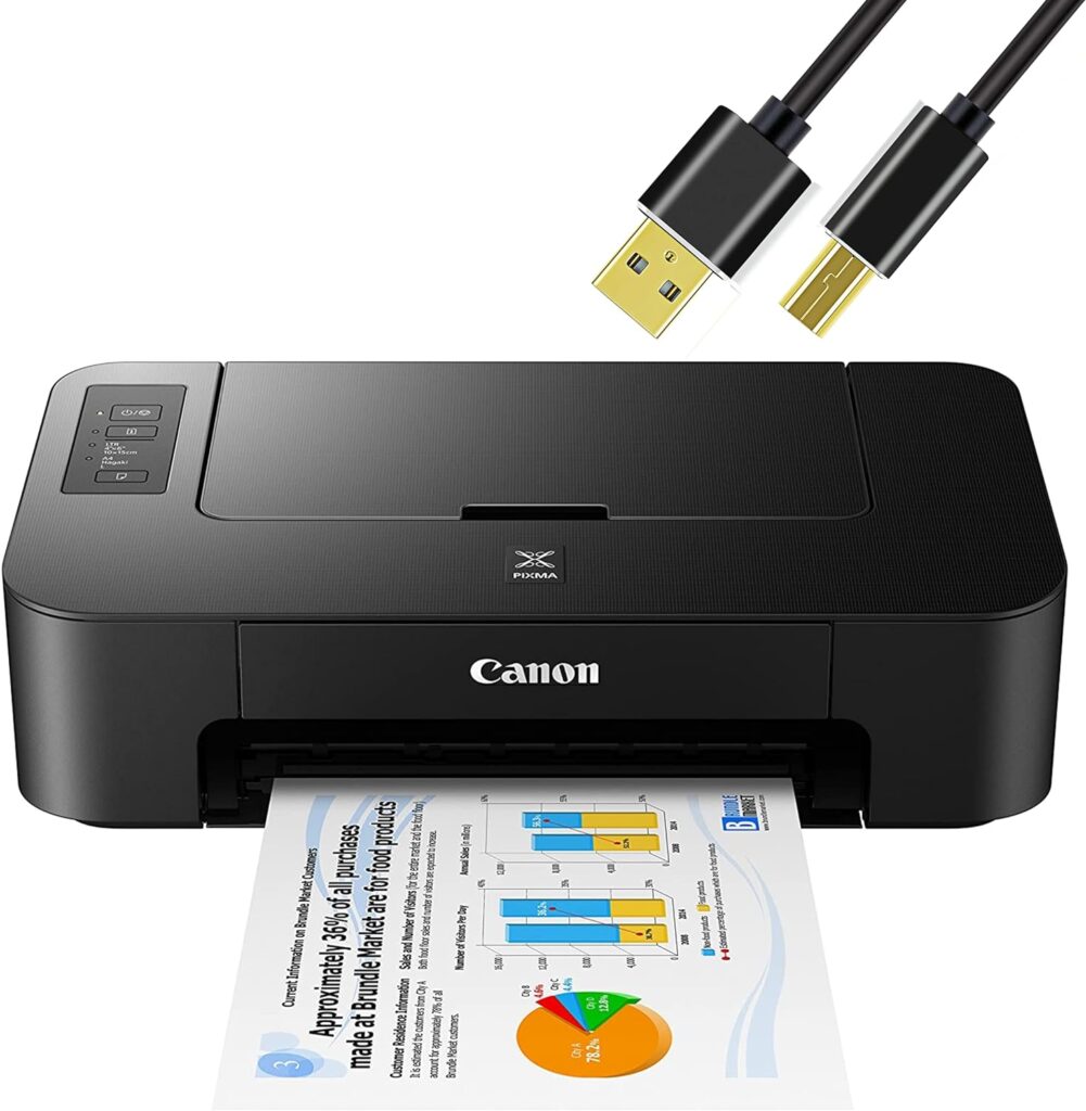 NEEGO Canon Pixma Inkjet Color Printer, High Resolution Fast Speed Printing Compact Size Easy Setup and Simple Connectivity Up to 4800x1200 DPI Color Resolution 6 ft Printer Cable - Black