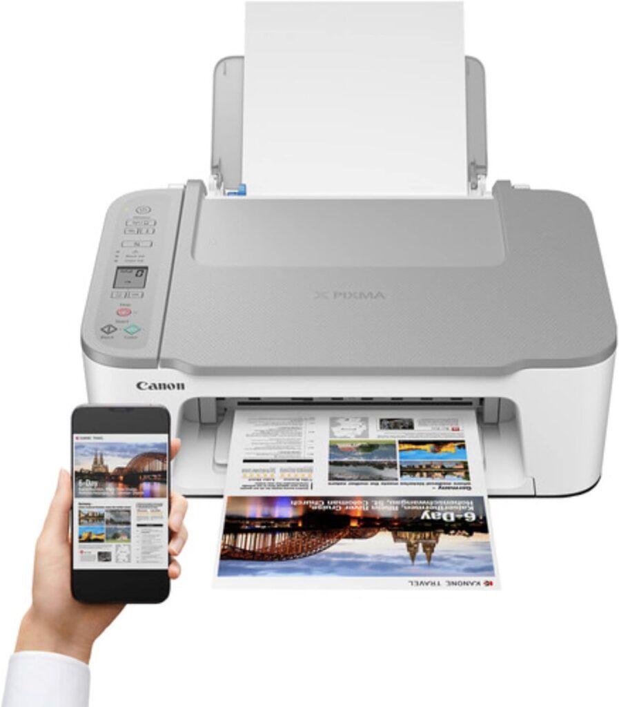 NeeGo Canon Wireless Inkjet All-in-One Printer with LCD Screen Print Scan and Copy, Built-in WiFi Wireless Printing from Android, Laptop, Tablet, and Smartphone with 6 Ft Printer Cable - White