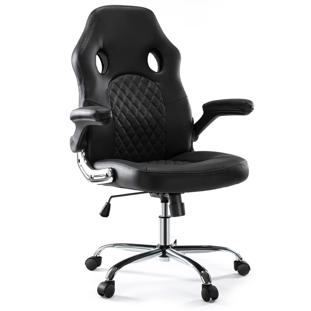 OLIXIS Black Flip-up Armrests Gaming Chair<br /> Faux Leather</p>
<p>Office