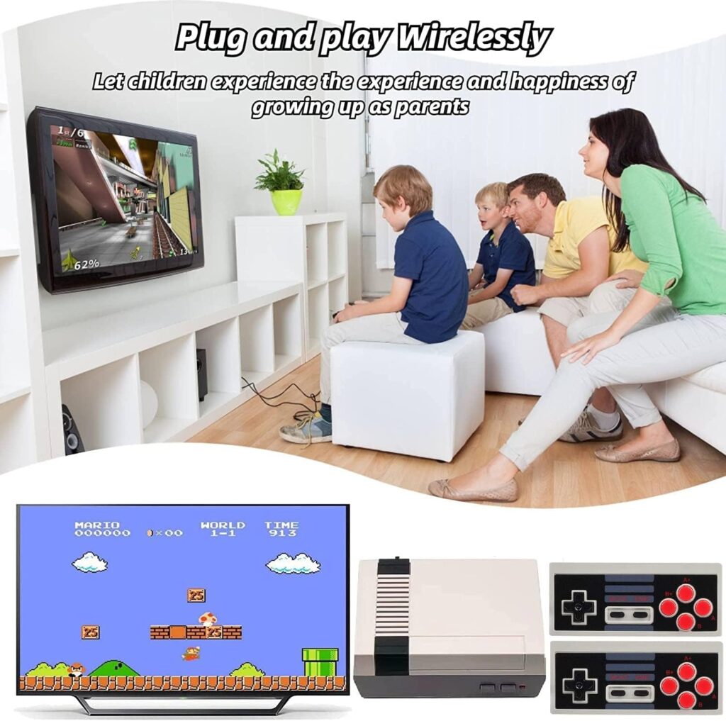 Wireless Controllers Classic Mini Console,with Built in 620 Old School Video Games, Console with 2 Joysticks, AV Output Handheld Game Player Console for Family TV