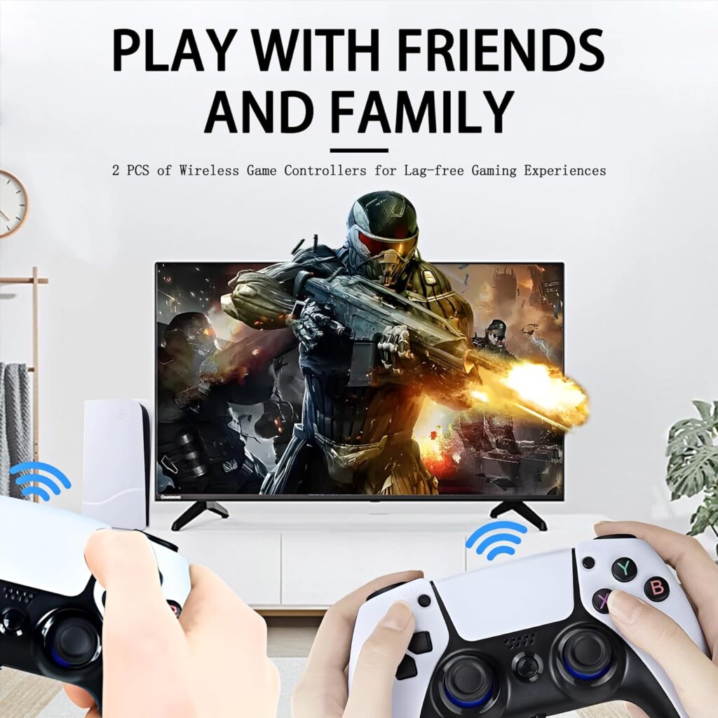 Wireless Retro Game Console Nostalgia Plug and Play Video Game Console 4k,40+ Emulators Console,128GB Built in 40000+ Video Games,2.4G Wireless Controllers