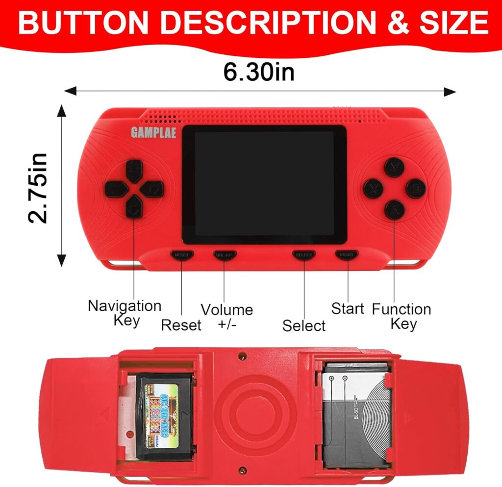 Handheld Game Console for Kids, Video Games Retro Hand Held Games Electronic Gaming Player 3.0 Screen Built-in 258 Classic Games TV Output Rechargeable Arcade Games-Blue