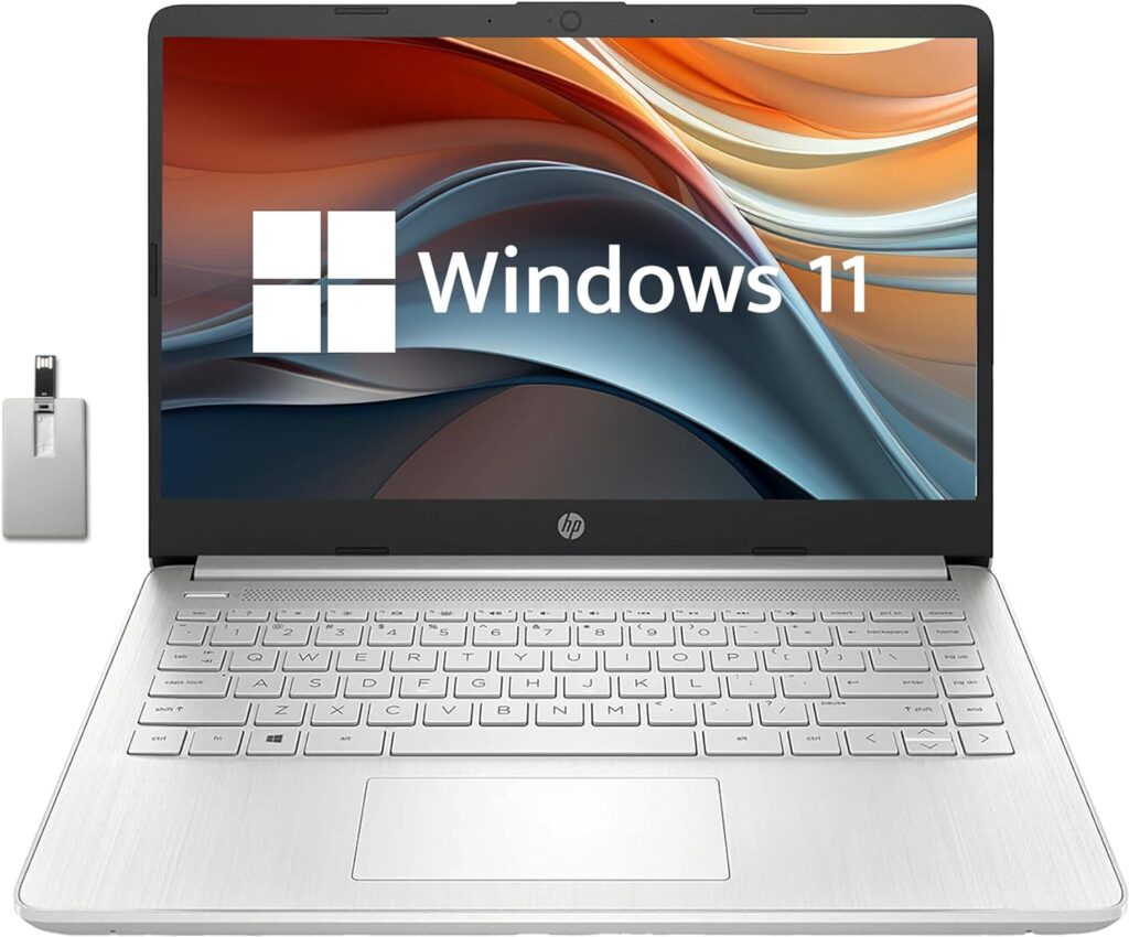 HP 14 FHD IPS-Type Lightweight Laptop, AMD Ryzen 3-3250U, 32GB RAM, 1TB PCIe SSD, AMD Radeon Graphics, True Vision HD Camera, Wi-Fi 5, Bluetooth, Win 11, Silver, 32GB USB Card