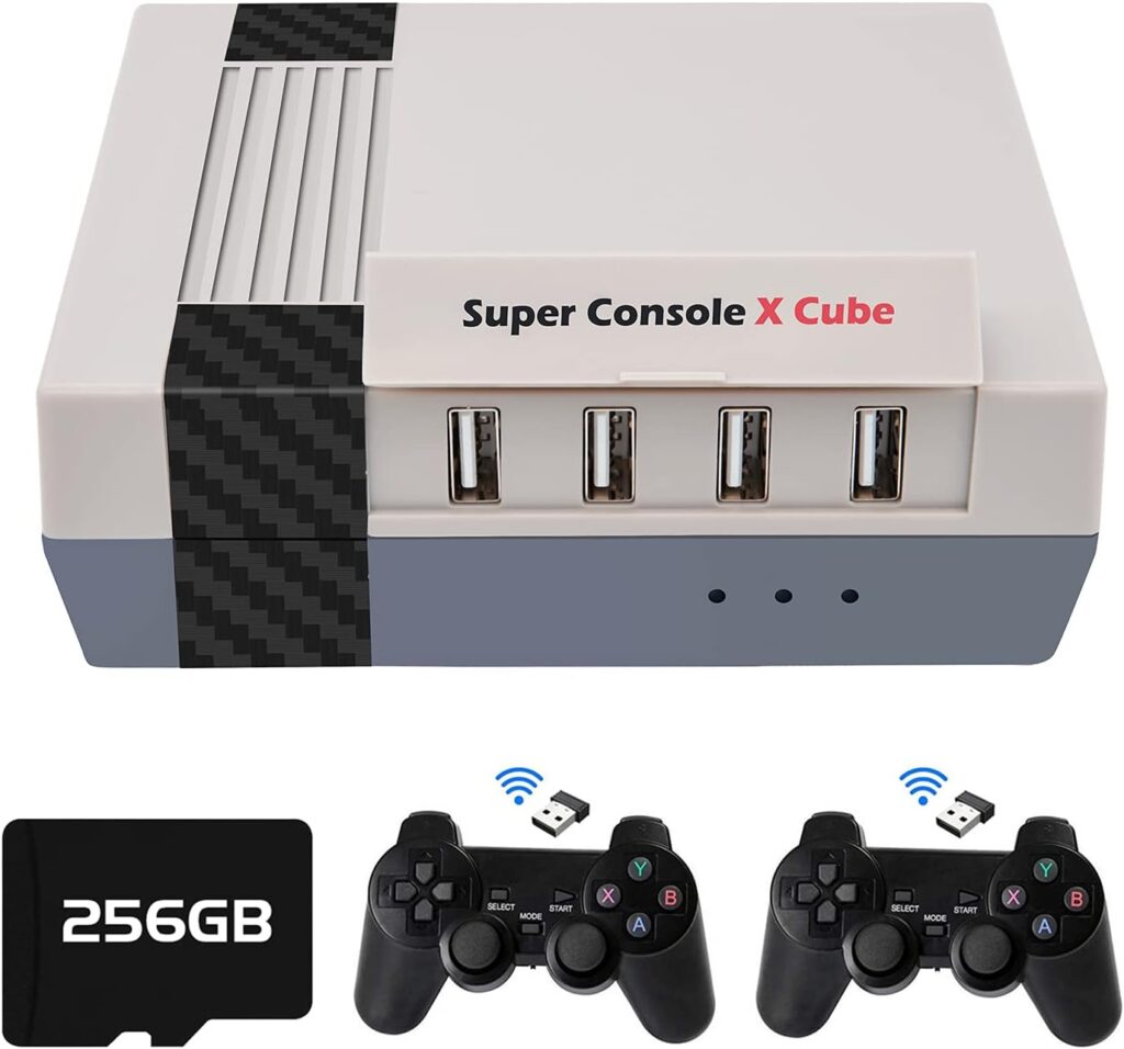 Kinhank Retro Game Console,Super Console X Cube Emulator Console with 117,000+ Video Games,Game Consoles Support 4K HD Output,4 USB Port,Up to 5 Players,LAN/WiFi,2 Gamepads,Best Gifts(256GB)