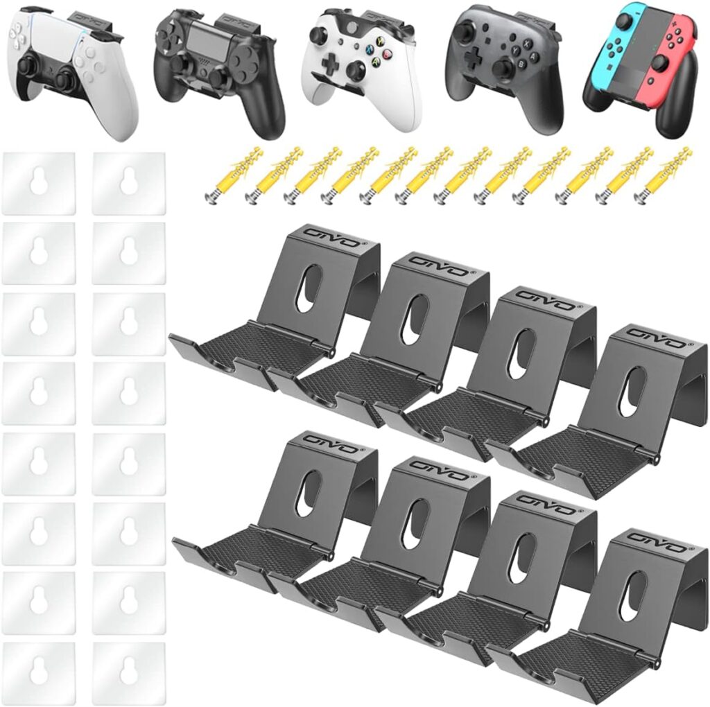 OIVO Controller Wall Mount Holder for PS3/PS4/PS5/Xbox 360/Xbox One/S/X/Elite/Series S/Series X Controller, Pro Controller, Upgraded Adjustable Wall Mount for Video Game ControllerHeadphones-8 Pack