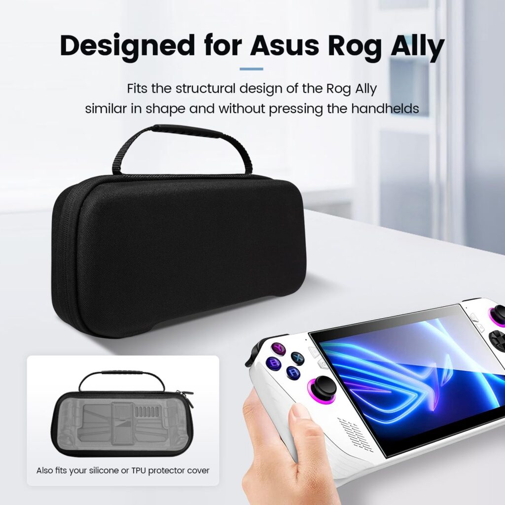OPTOSLON ROG Ally Carrying Case Compitable with ASUS ROG Ally Gaming Handheld and accessories, Hard Case for Travel and Storage[Black]