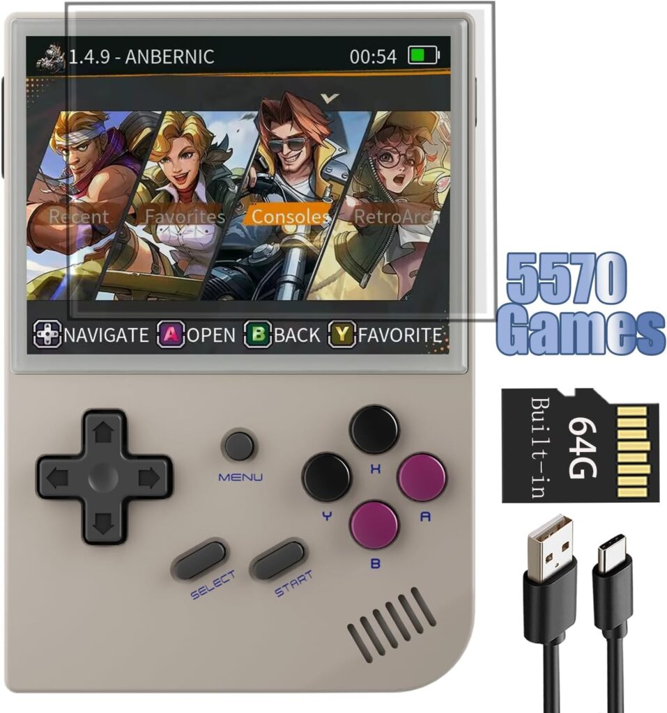 RG35XX Linux Handheld and Garlic Handheld Game Console 3.5 IPS Screen, 35xx with a 64G Card Pre-Loaded 6900 Games, RG35X Supports HDMI and TV Output 2600mAh Battery