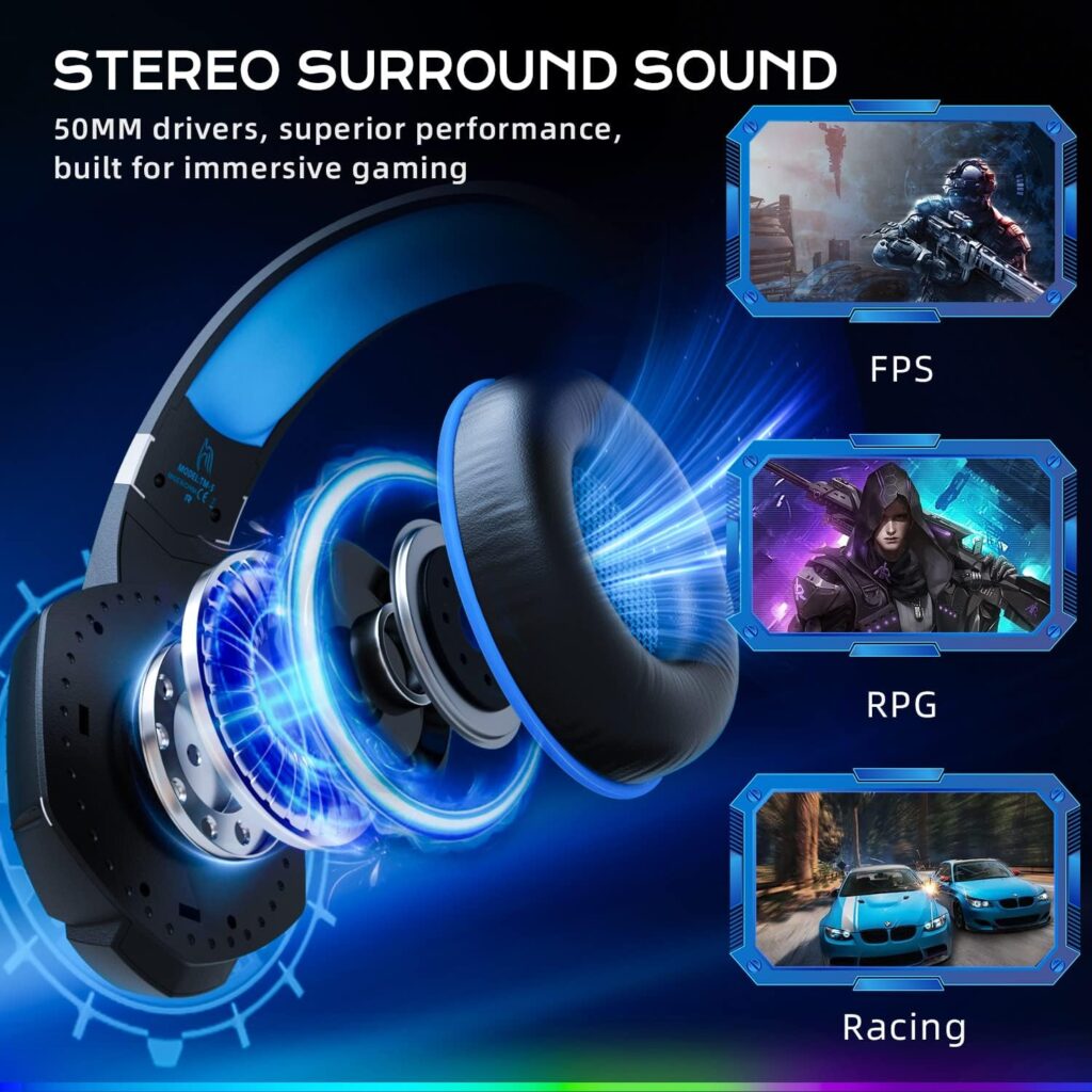 YINSAN Gaming Headset for Xbox One, PS4 Headset with Mic, Stereo Surround Sound, Noise Cancelling Microphone One-Key Mute, Cool Camo Gaming Headphones for Nintendo Switch PS5 PC