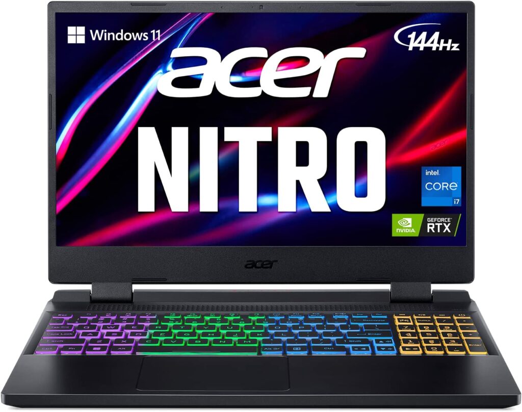 Acer Nitro 5 AN515-58-725A Gaming Laptop | Intel Core i7-12700H | NVIDIA GeForce RTX 3060 GPU | 15.6 FHD 144Hz 3ms IPS Display | 16GB DDR4 | 512GB Gen 4 SSD | Killer Wi-Fi 6 | RGB Keyboard