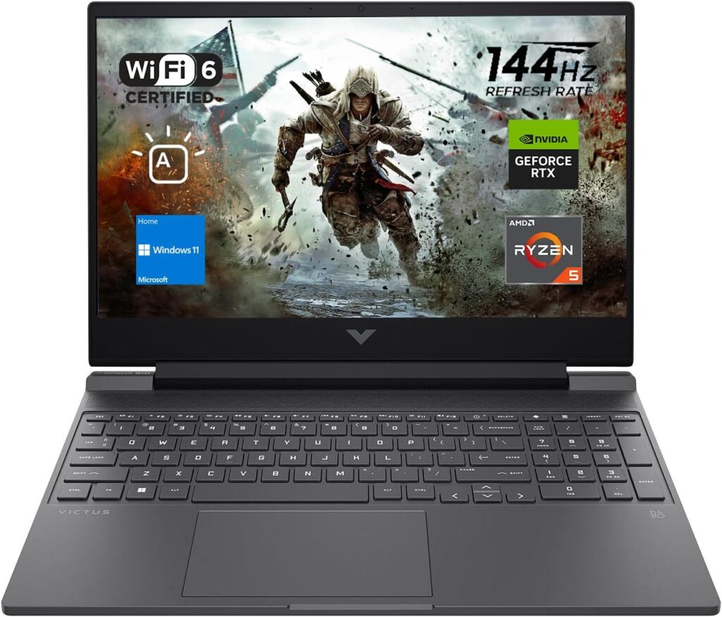 HP Victus 15 Gaming Laptop, 15.6 FHD 144Hz Display, AMD Ryzen 5 7535HS, 16GB DDR5 RAM, 1TB PCIe M.2 SSD, NVIDIA GeForce RTX 2050, HDMI, Webcam, Backlit Keyboard, Wi-Fi 6, Windows 11 Home, Silver
