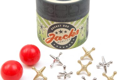 jacks game retro toys vintage classic games of jacks gold and silver toned jax two red bouncy balls fun toys for kids an