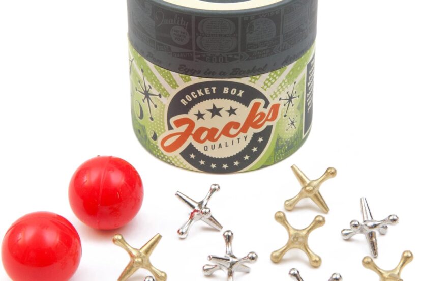 jacks game retro toys vintage classic games of jacks gold and silver toned jax two red bouncy balls fun toys for kids an