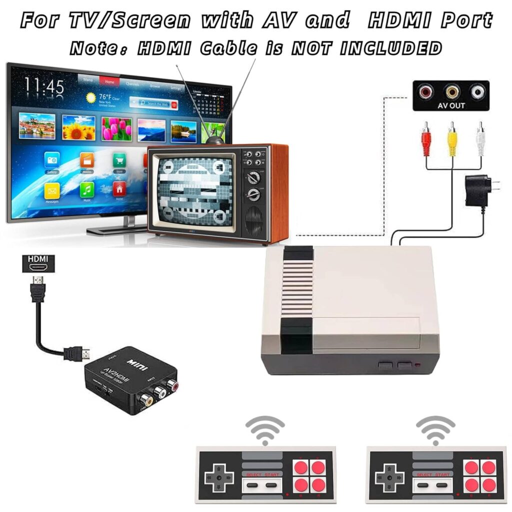 Retro Game Console with 820 Video Games,Classic Mini Game System with Wireless Controller, RCA and HDMI HD Output Plug and Play,Retro Toys Gifts Choice for Children and Adults.
