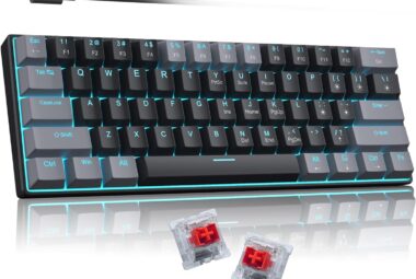 60 mechanical gaming keyboardmixed color keycaps gaming keyboard with linear red switches detachable type c cable mini k