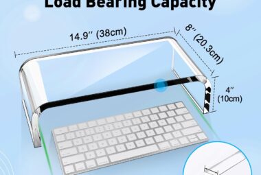 abovetek acrylic monitor stand premium large monitor riser 20 inch crystal clear acrylic computer stand laptop desk stan 1