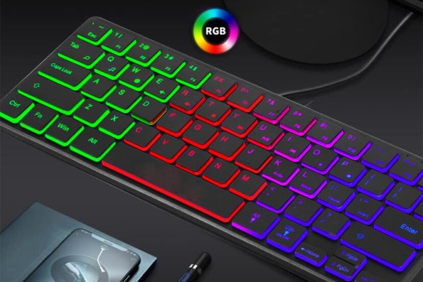 backlit mini keyboard usb wired portable mute ultra compact small gaming keyboard 64 keys for pcmac gamer typist travel 1 2