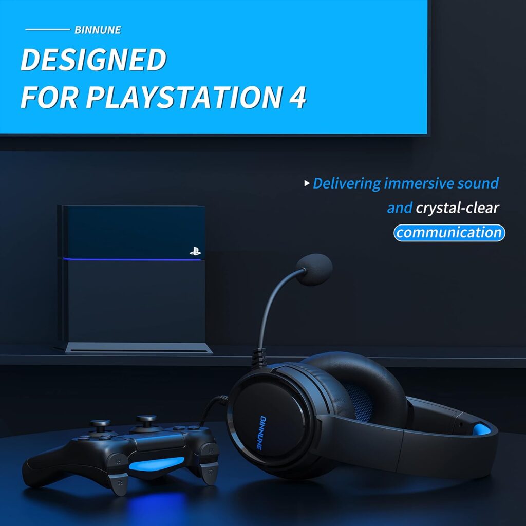 BINNUNE Gaming Headset with Mic for PS4 PS5 Xbox Series X|S Xbox One PC Switch, Wired Audifonos Gamer Headphones with Microphone Playstation 4|5 Xbox 1