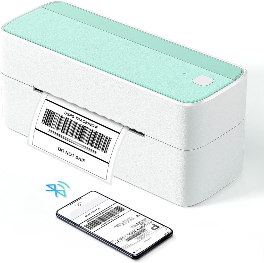 Bluetooth Shipping Label Printer - Wireless Thermal Label Printer, 4x6 Label Printer for Shipping Packages Support iPhone, Android, PC, Compatible with USPS, Shopify, Amazon, Etsy, Ebay