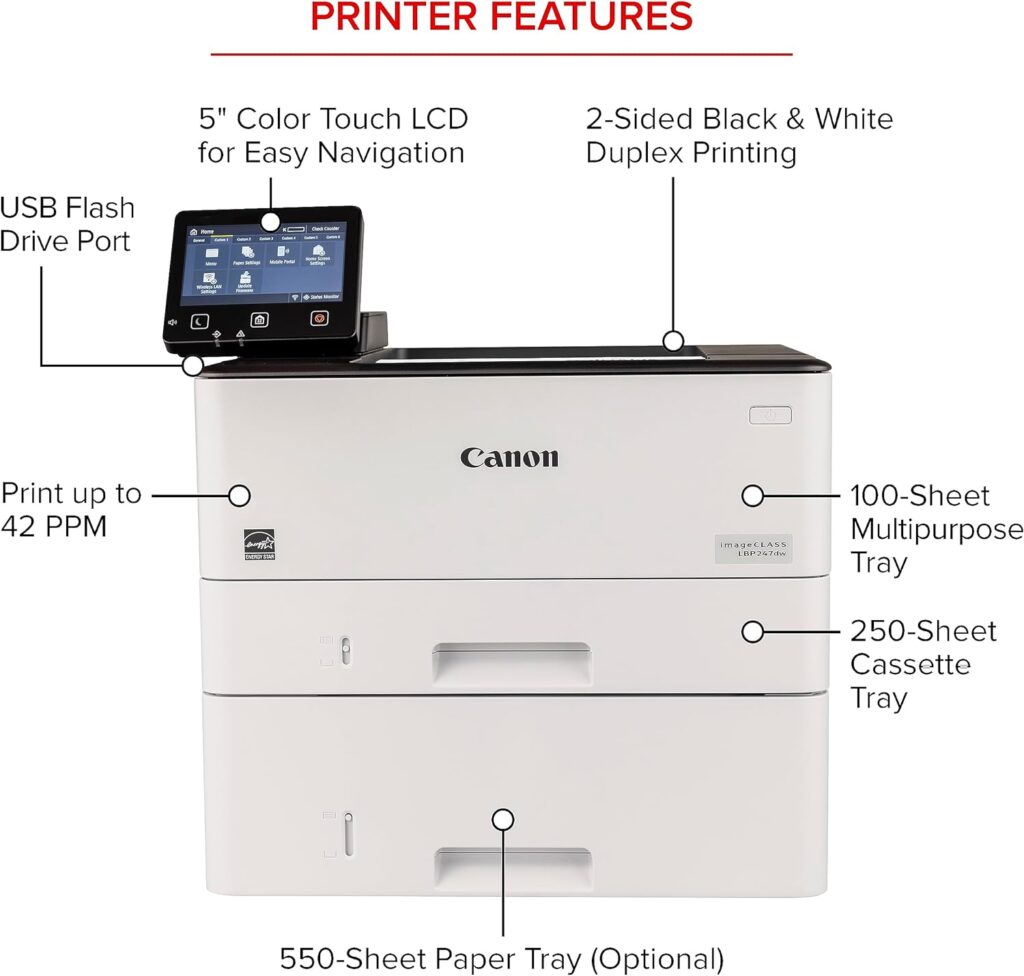 Canon imageCLASS LBP247dw Wireless, Mobile Ready, Duplex Laser Printer with 5 inch Color Touchscreen